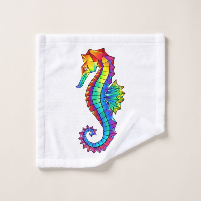 Rainbow Polygonal Seahorse Bath Towel Set (Wash Cloth)