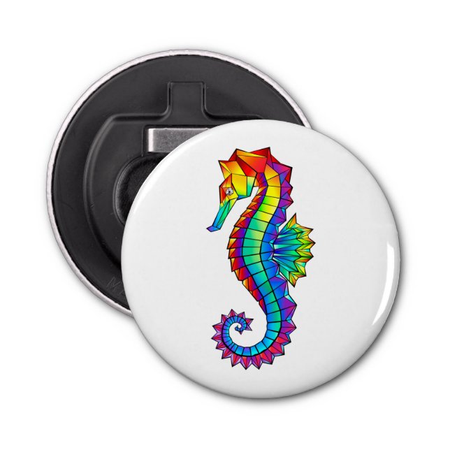 Rainbow Polygonal Seahorse Bottle Opener (Front)