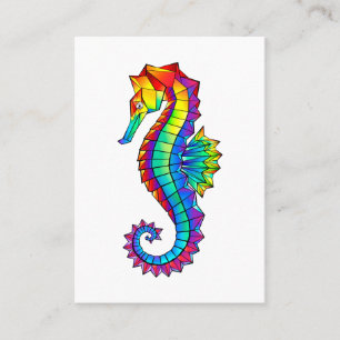 Rainbow Polygonal Seahorse Business Card