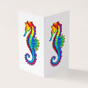 Rainbow Polygonal Seahorse Business Card