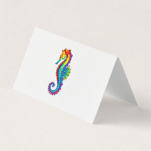 Rainbow Polygonal Seahorse Business Card