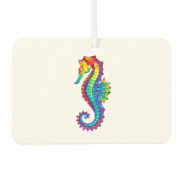 Rainbow Polygonal Seahorse Car Air Freshener (Front)