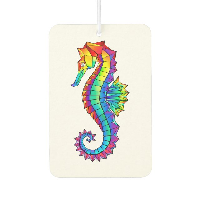 Rainbow Polygonal Seahorse Car Air Freshener (Front)