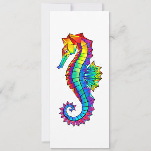 Rainbow Polygonal Seahorse Card