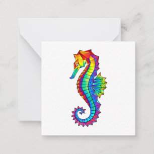 Rainbow Polygonal Seahorse Card