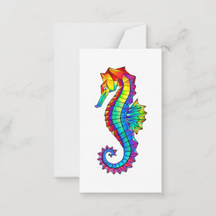 Rainbow Polygonal Seahorse Card