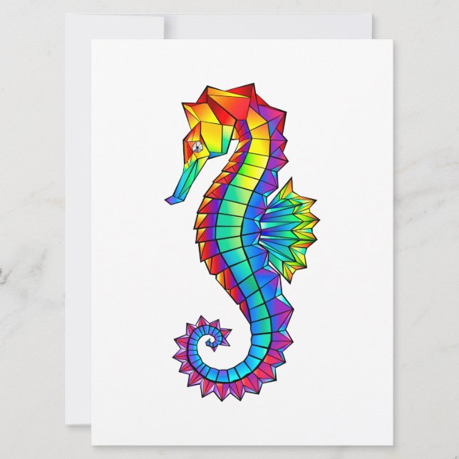 Rainbow Polygonal Seahorse Card (Front)