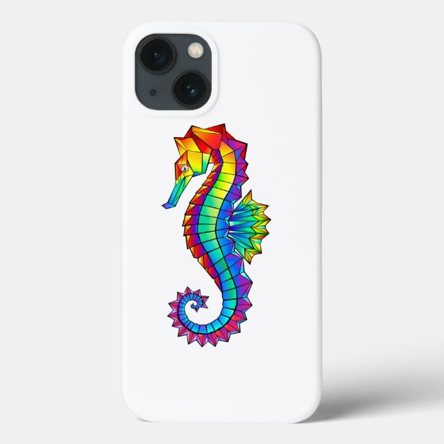 Rainbow Polygonal Seahorse Case-Mate iPhone Case (Back)