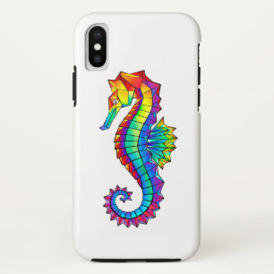 Rainbow Polygonal Seahorse iPhone X Case