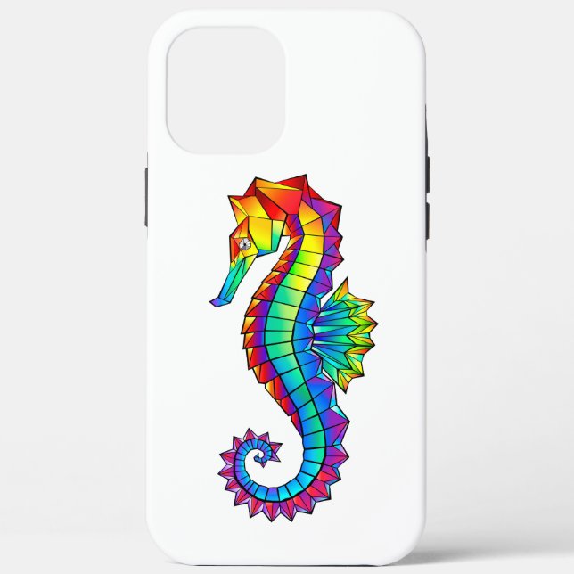 Rainbow Polygonal Seahorse Case-Mate iPhone Case (Back)