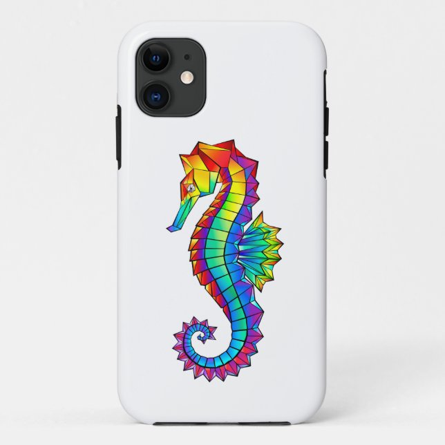 Rainbow Polygonal Seahorse Case-Mate iPhone Case (Back)