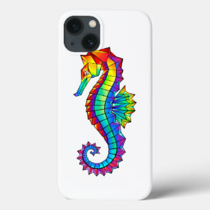 Rainbow Polygonal Seahorse iPhone 13 Case