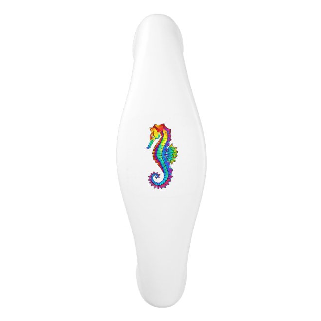 Rainbow Polygonal Seahorse Ceramic Cabinet Pull (Front)