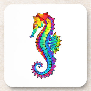 Rainbow Polygonal Seahorse Coaster