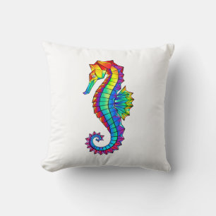 Rainbow Polygonal Seahorse Cushion