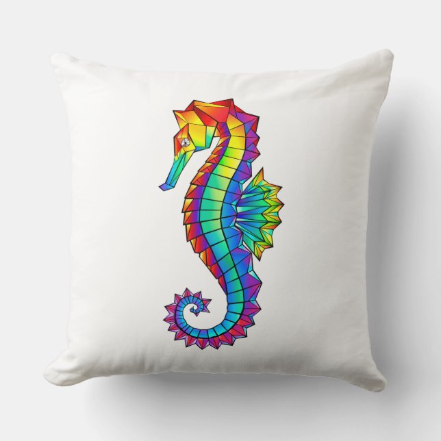 Rainbow Polygonal Seahorse Cushion (Front)