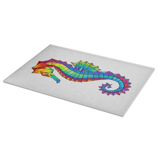 Rainbow Polygonal Seahorse Cutting Board (Corner)