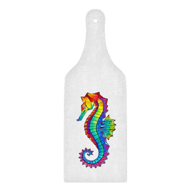 Rainbow Polygonal Seahorse Cutting Board (Front)