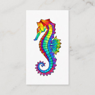 Rainbow Polygonal Seahorse Enclosure Card
