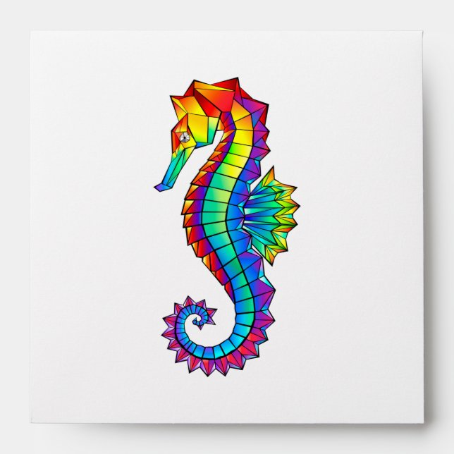 Rainbow Polygonal Seahorse Envelope (Front)