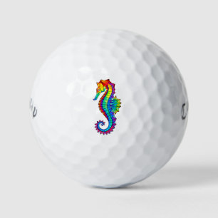 Rainbow Polygonal Seahorse Golf Balls