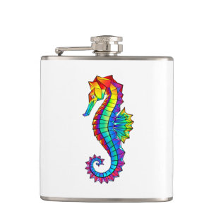 Rainbow Polygonal Seahorse Hip Flask