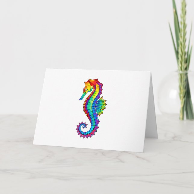 Rainbow Polygonal Seahorse Invitation (Front)
