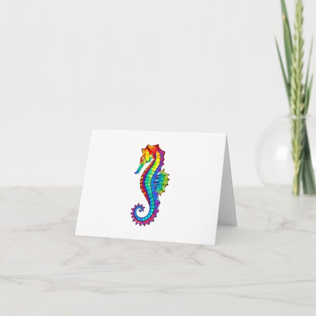 Rainbow Polygonal Seahorse Invitation (Front)
