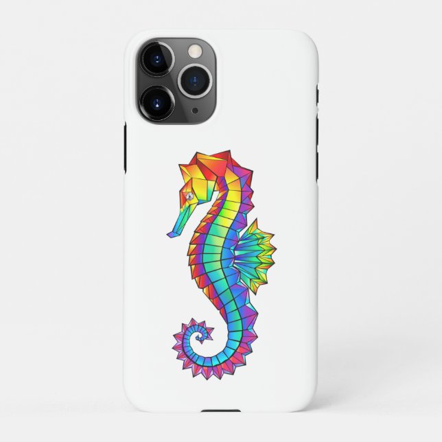 Rainbow Polygonal Seahorse iPhone Case (Back)