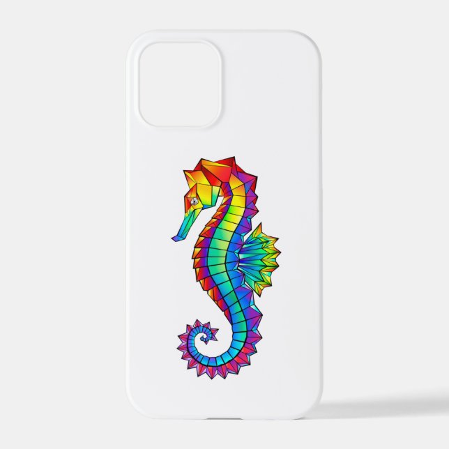 Rainbow Polygonal Seahorse iPhone Case (Back)