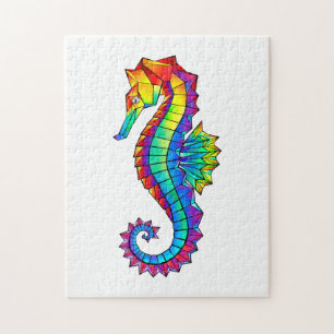Rainbow Polygonal Seahorse Jigsaw Puzzle