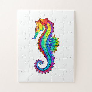 Rainbow Polygonal Seahorse Jigsaw Puzzle