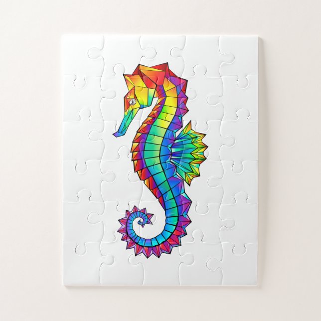 Rainbow Polygonal Seahorse Jigsaw Puzzle (Vertical)