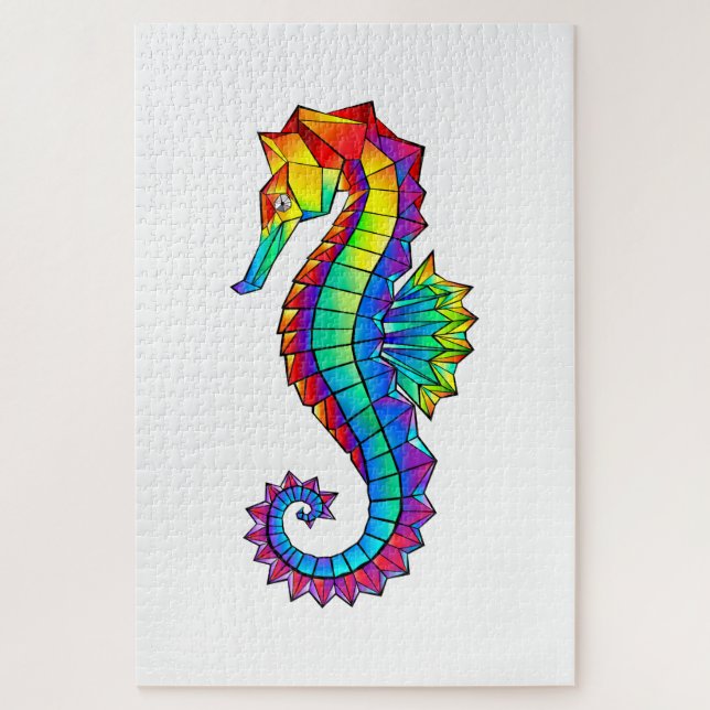 Rainbow Polygonal Seahorse Jigsaw Puzzle (Vertical)