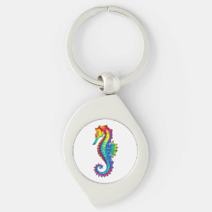 Rainbow Polygonal Seahorse Key Ring