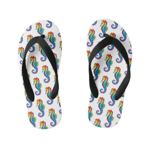 Rainbow Polygonal Seahorse Kid's Thongs