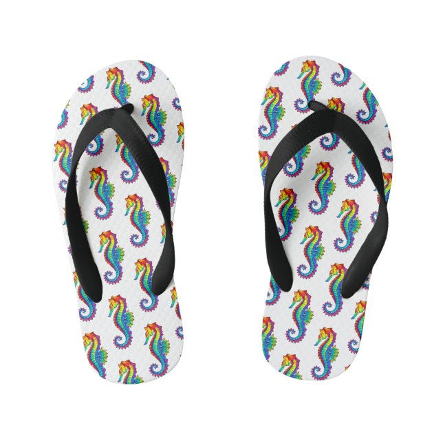 Rainbow Polygonal Seahorse Kid's Thongs (Footbed)