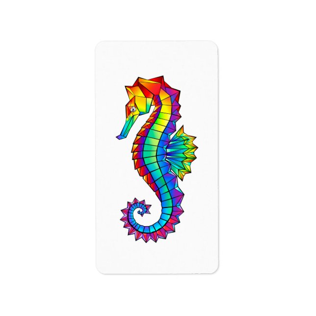 Rainbow Polygonal Seahorse Label (Front)