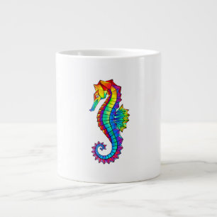 Rainbow Polygonal Seahorse Large Coffee Mug