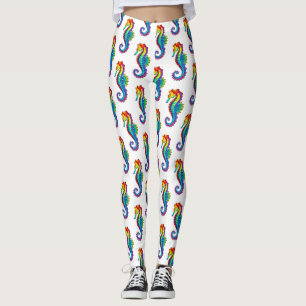 Rainbow Polygonal Seahorse Leggings