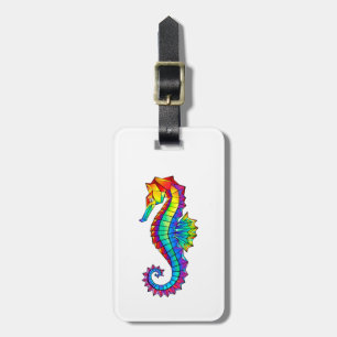 Rainbow Polygonal Seahorse Luggage Tag
