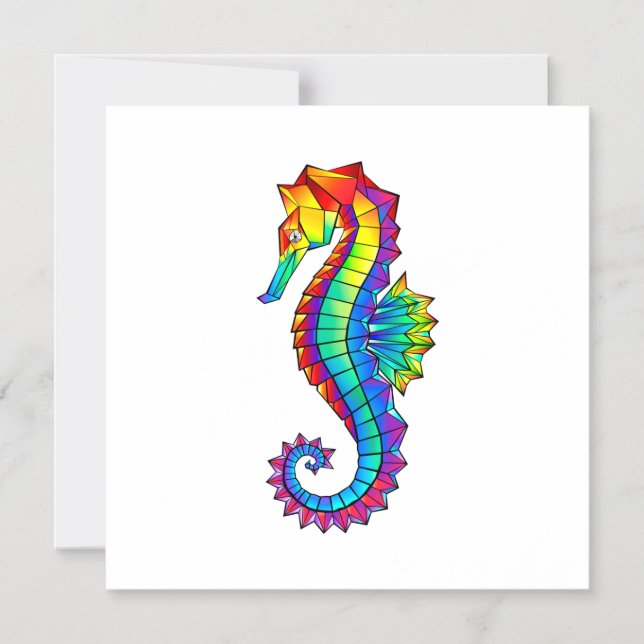 Rainbow Polygonal Seahorse Magnetic Invitation (Front)