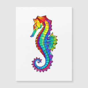 Rainbow Polygonal Seahorse Magnetic Invitation