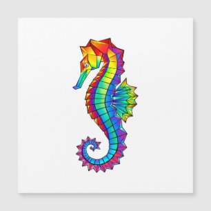 Rainbow Polygonal Seahorse Magnetic Invitation