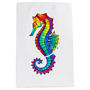 Rainbow Polygonal Seahorse Medium Gift Bag