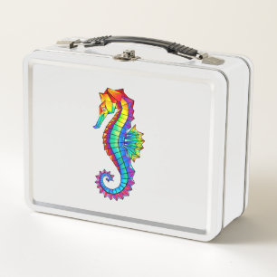 Rainbow Polygonal Seahorse Metal Lunch Box