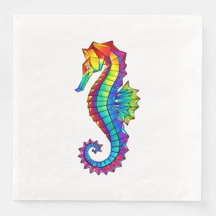 Rainbow Polygonal Seahorse Napkin