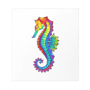 Rainbow Polygonal Seahorse Notepad