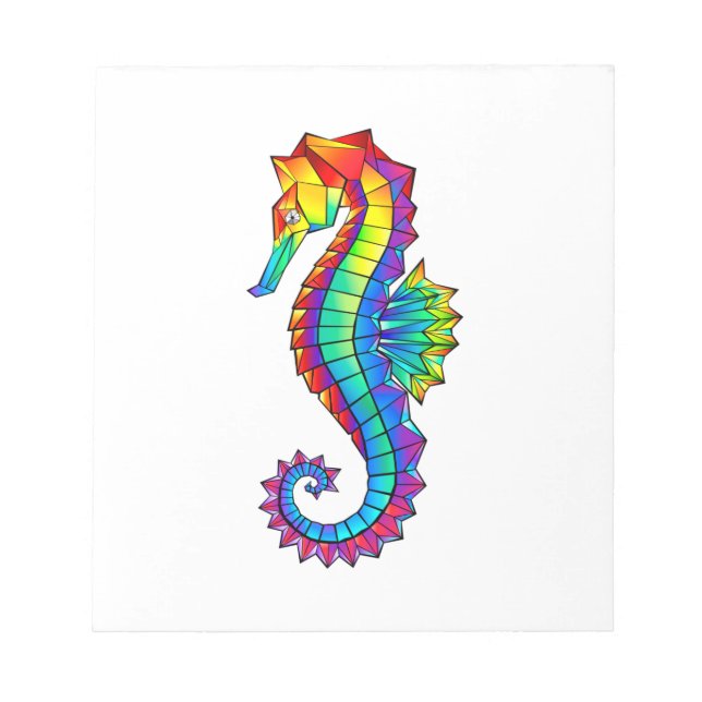 Rainbow Polygonal Seahorse Notepad (Front)