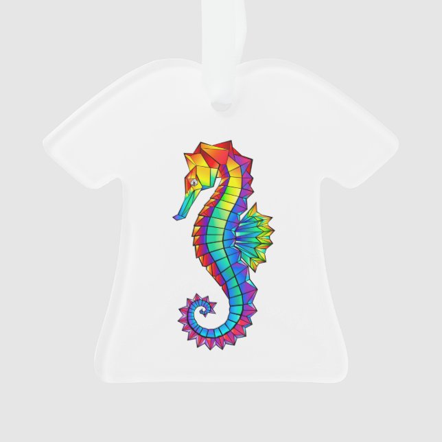 Rainbow Polygonal Seahorse Ornament (Front)